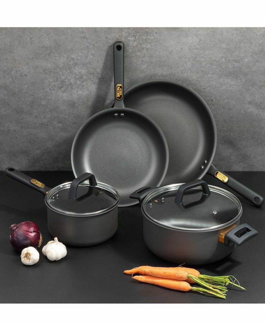 Kitchen * | Brooklyn Steel Co. Rocket Hard Anodized Aluminum 8-Pc. Nonstick Cookware Set Dark Grey