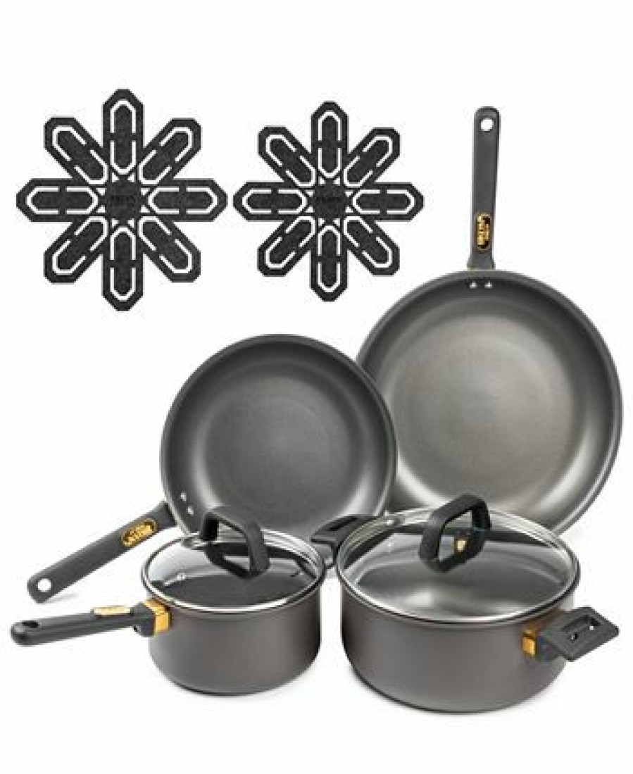 Kitchen * | Brooklyn Steel Co. Rocket Hard Anodized Aluminum 8-Pc. Nonstick Cookware Set Dark Grey