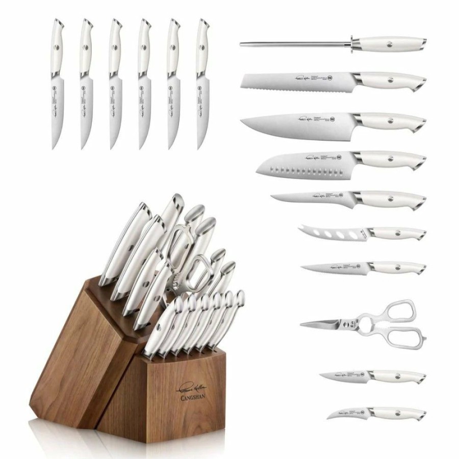 Knives * | Cangshan Cutlery Thomas Keller Signature White Collection 17-Piece Knife Block Set