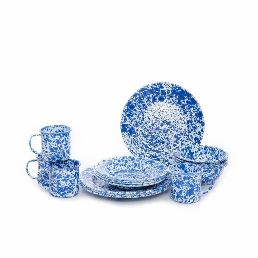 Glassware & Tabletop * | Crow Canyon Home Crow Canyon 16 Piece Enameled Dinnerware Set Blue