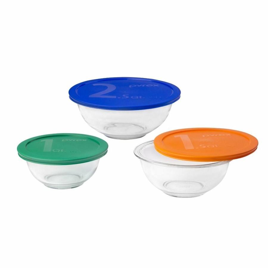 Cooks' Tools * | Pyrex Smart Essentials 6-Piece Mixing Bowl Set With Lids