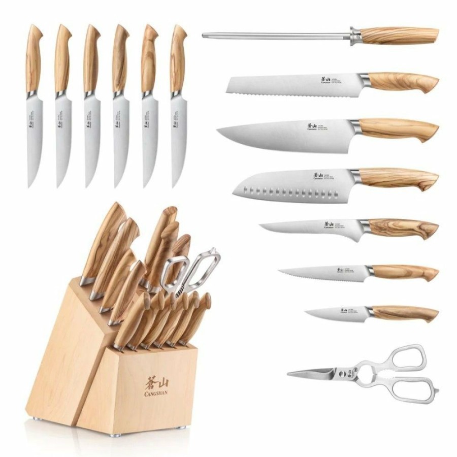 Knives * | Cangshan Cutlery Oliv Series 15-Piece Knife Block Set