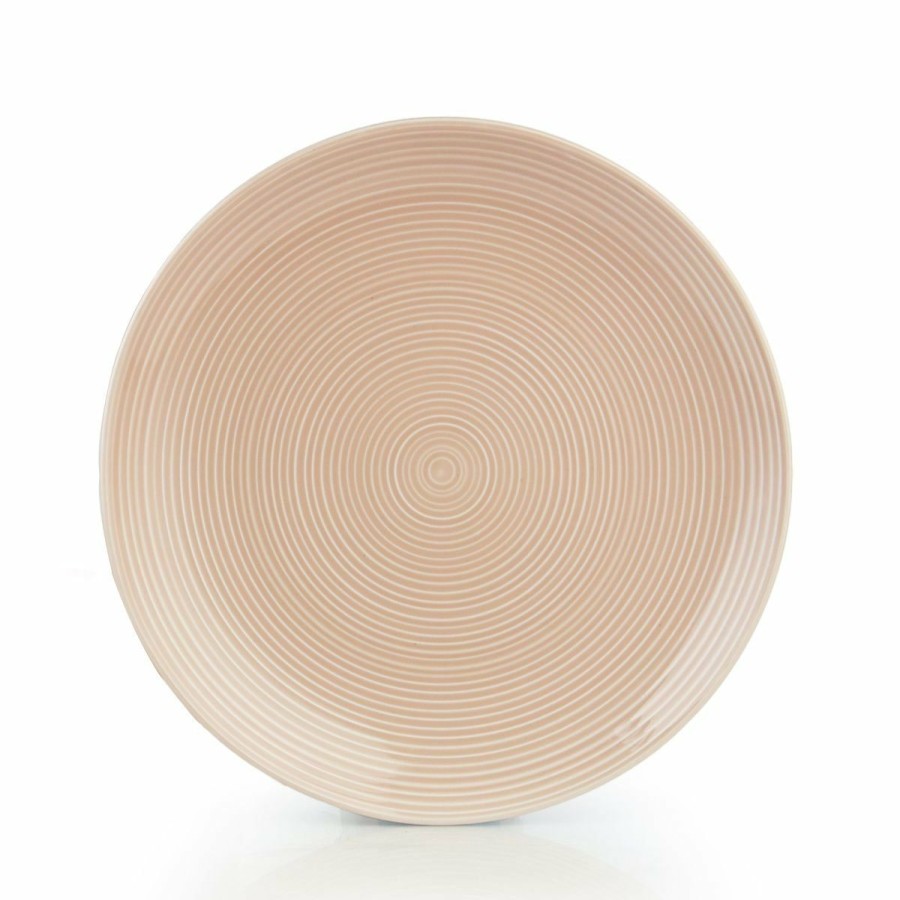 Glassware & Tabletop * | Everything Kitchens Modern Colorful Neutrals Rippled 10.5 Dinner Plates (Set Of 4) Glazed | Blush Pink