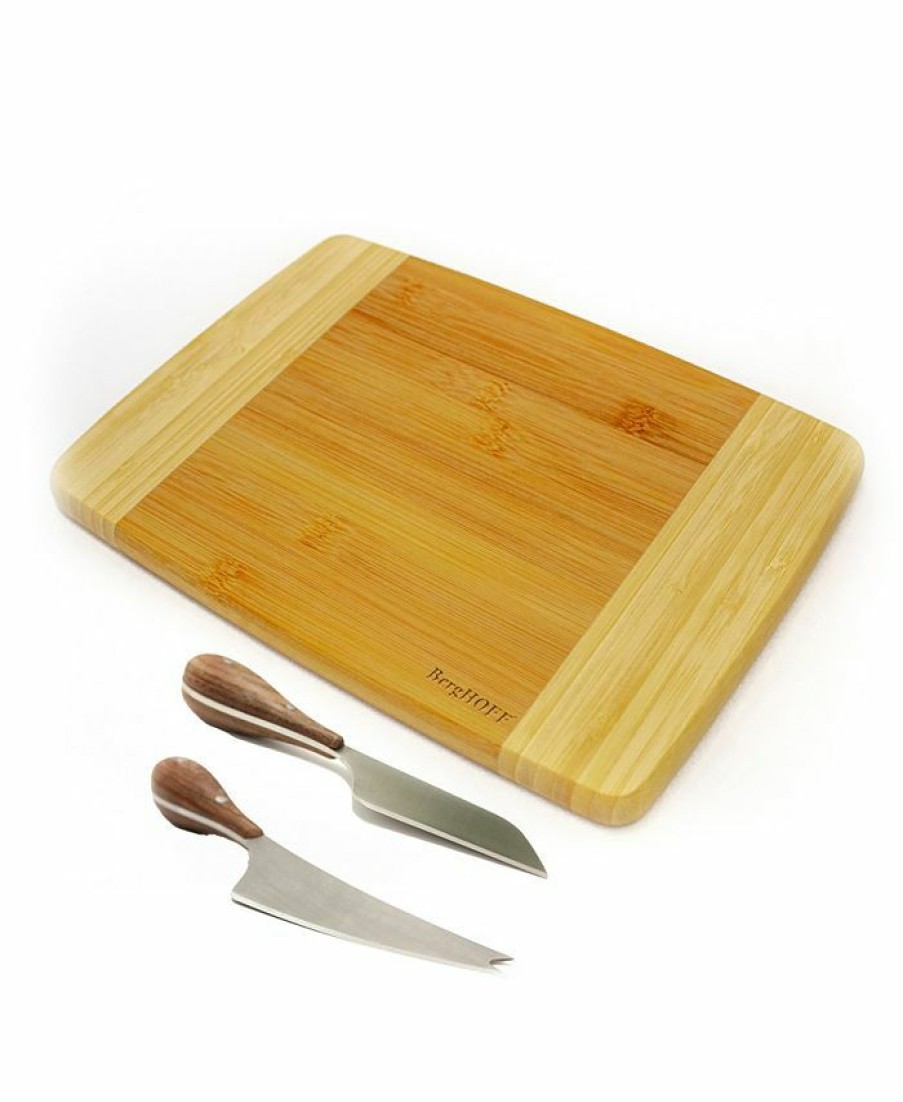 Kitchen * | Berghoff Amboo 3 Piece Two-Toned Board And Aaron Probyn Cheese Knives Set Brown