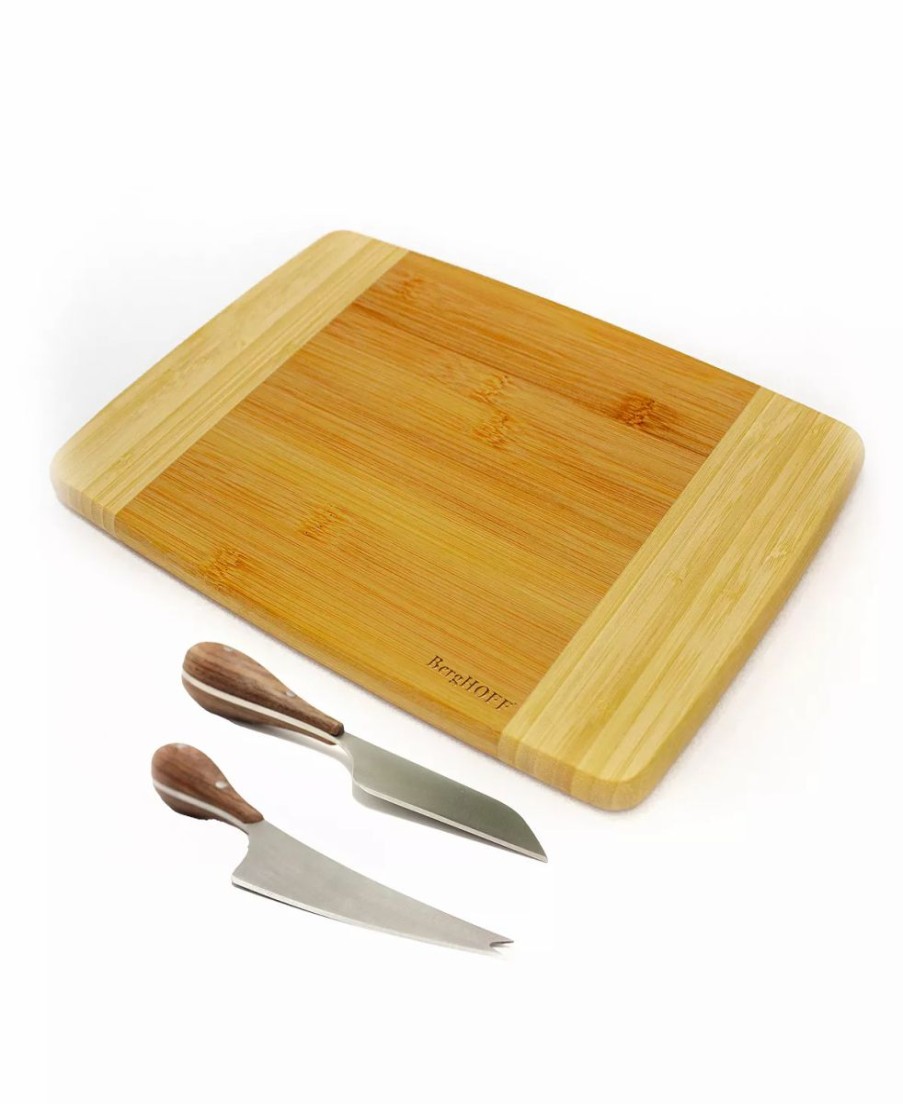 Kitchen * | Berghoff Amboo 3 Piece Two-Toned Board And Aaron Probyn Cheese Knives Set Brown