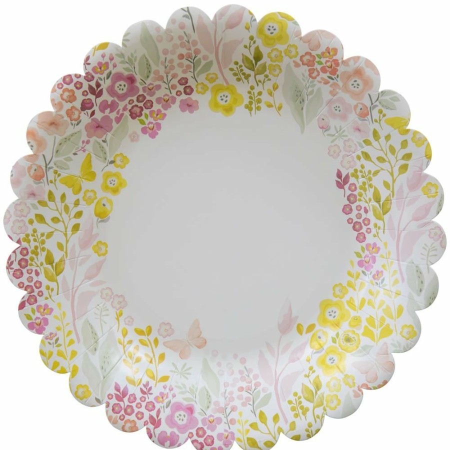 Glassware & Tabletop * | C.R Gibson (One Coast) C.R. Gibson Paper Lunch/Dessert Plates (Set Of 8) | Watercolor Garden