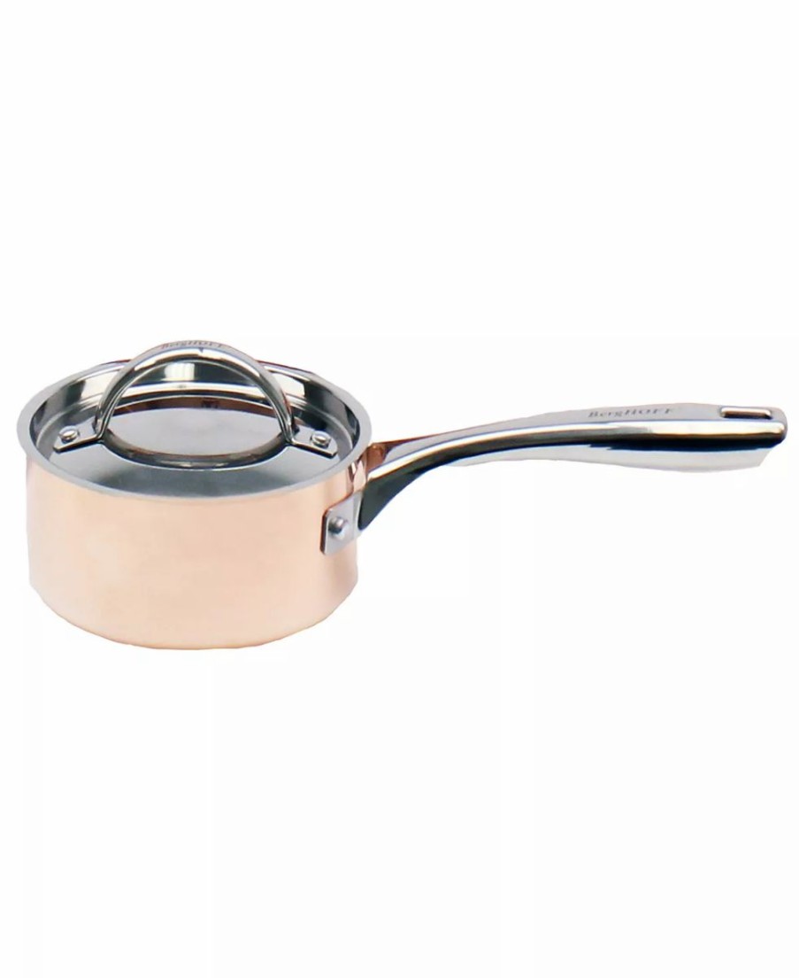 Kitchen * | Berghoff Tri-Ply 7 Covered Saucepan, Non-Hammered Copper