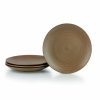 Glassware & Tabletop * | Everything Kitchens Modern Colorful Neutrals Rippled 10.5 Dinner Plates (Set Of 4) Matte | Mocha