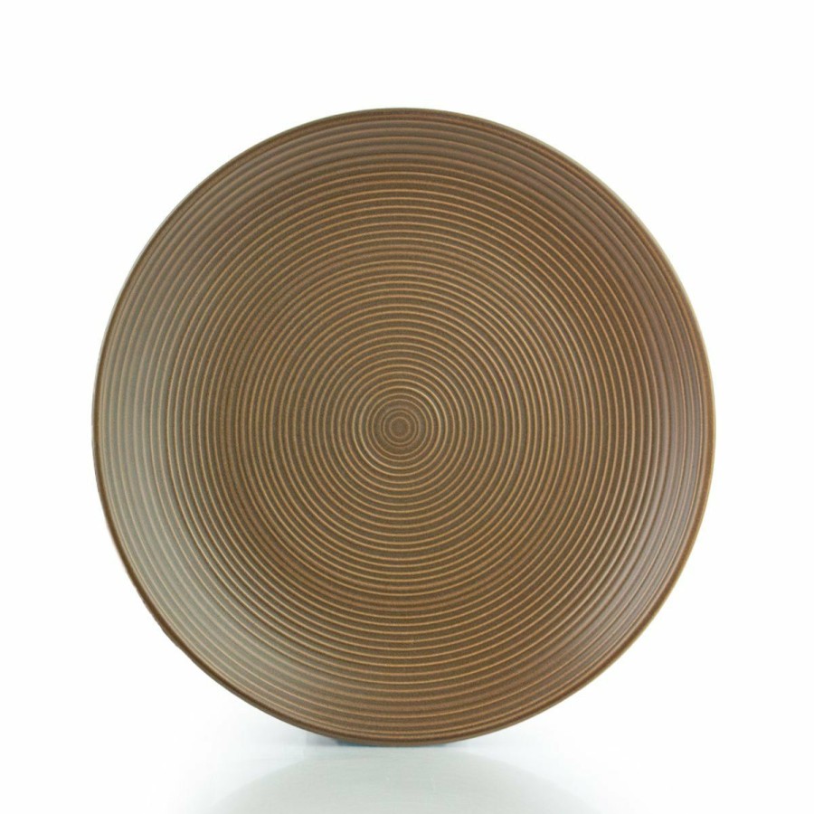 Glassware & Tabletop * | Everything Kitchens Modern Colorful Neutrals Rippled 10.5 Dinner Plates (Set Of 4) Matte | Mocha