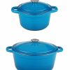 Kitchen * | Berghoff Neo Cast Iron Stockpot Covered Dutch Ovens, Set Of 2 Blue