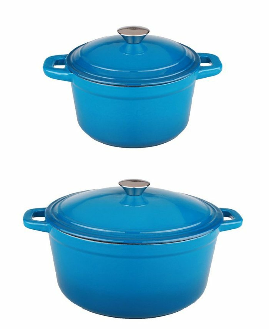 Kitchen * | Berghoff Neo Cast Iron Stockpot Covered Dutch Ovens, Set Of 2 Blue