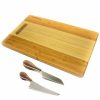 Kitchen * | Berghoff Amboo 3 Piece Two-Tone Board With Handle And Aaron Probyn Cheese Knives Set Brown