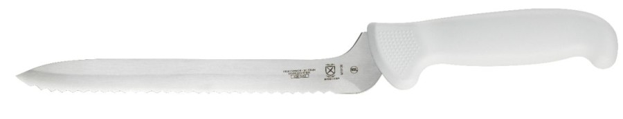 Knives * | Mercer Cutlery Mercer Culinary Ultimate White 8 Wavy Edge Offset Utility Knife (Commercial)