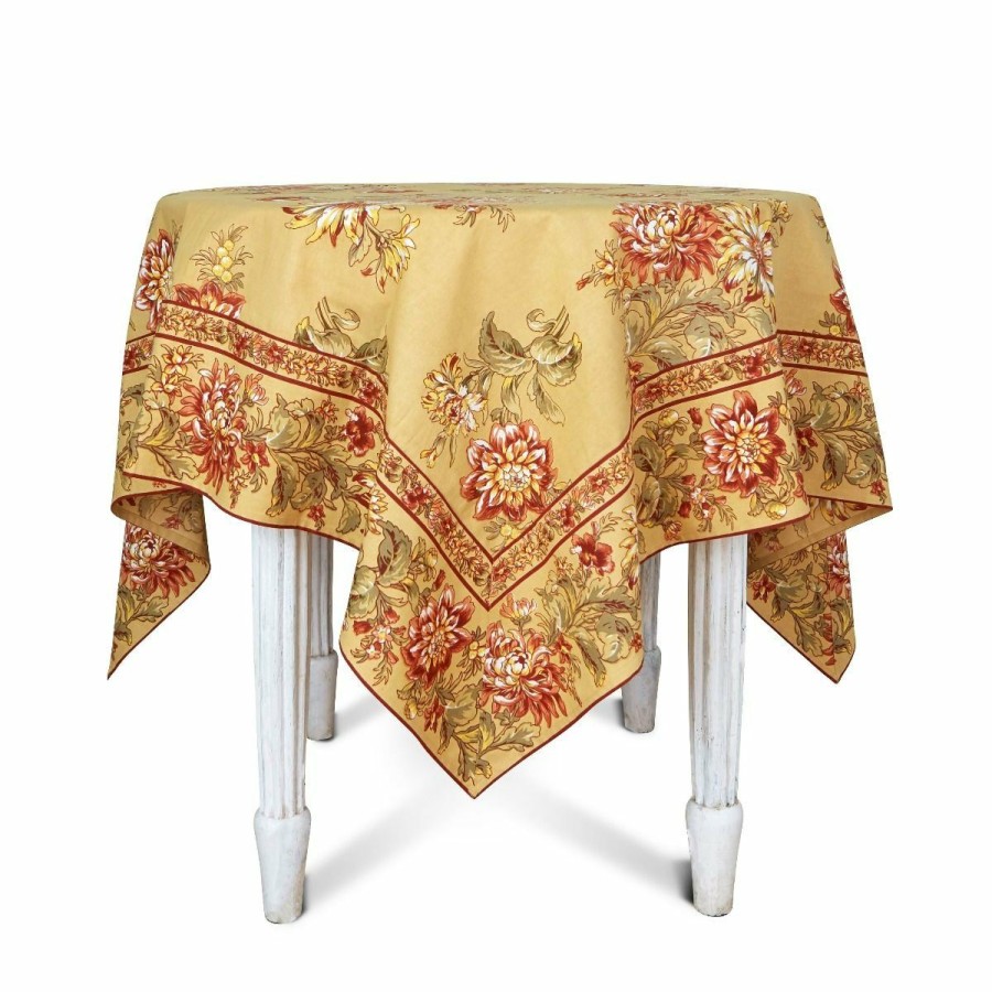 Glassware & Tabletop * | April Cornell 54 X 54 Dahlia Days Breakfast Tablecloth | Gold