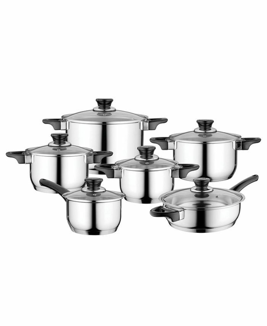 Kitchen * | Berghoff Essentials Gourmet Cookware Set With Handles, 12 Pieces Silver-Tone