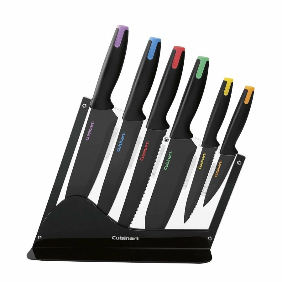 Knives * | Cuisinart Nonstick Edge Collection | 7-Piece Ceramic Coated Knife With Acrylic Stand