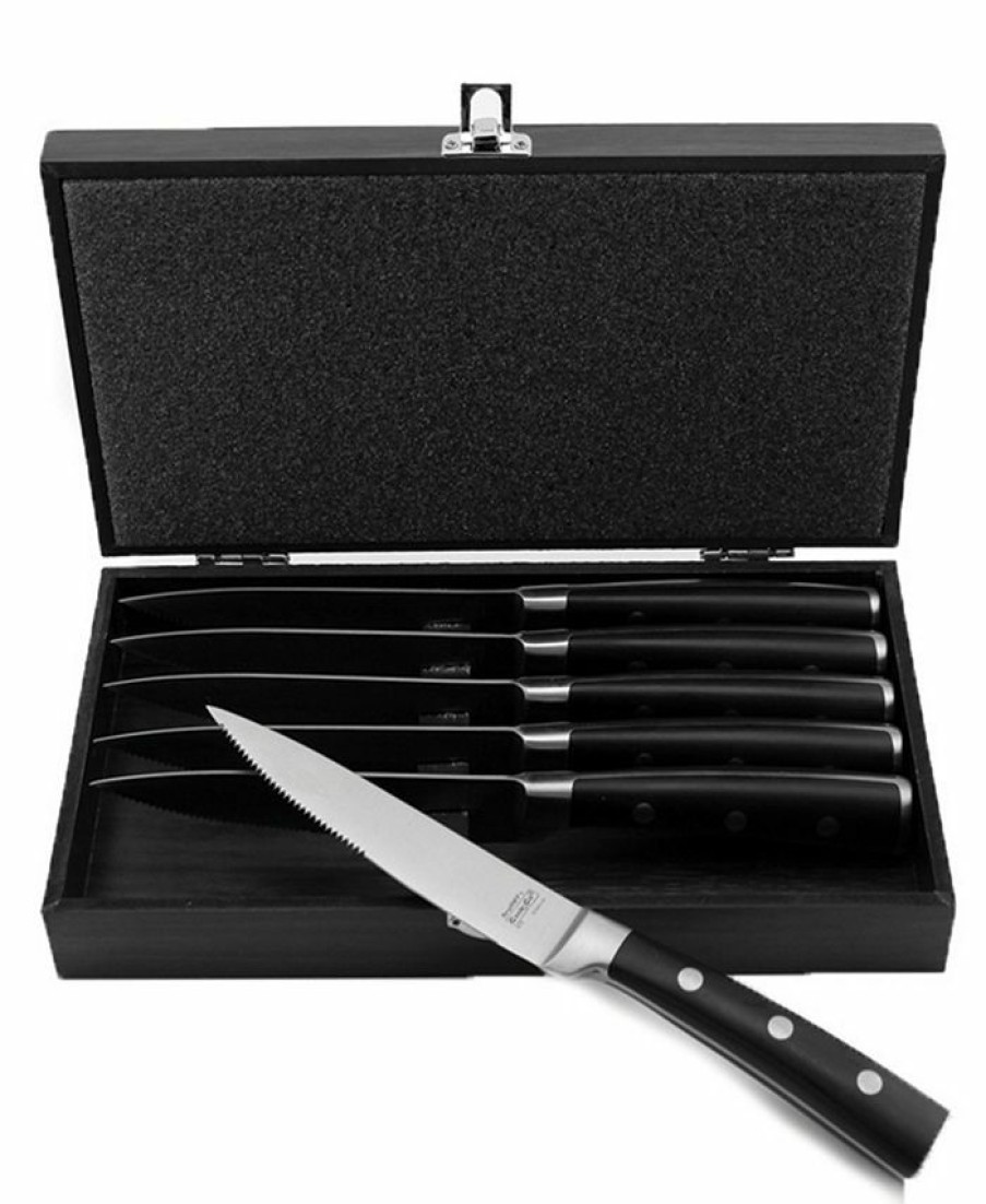 Kitchen * | Berghoff Classico 6 Piece Steak Set With Wooden Case Black