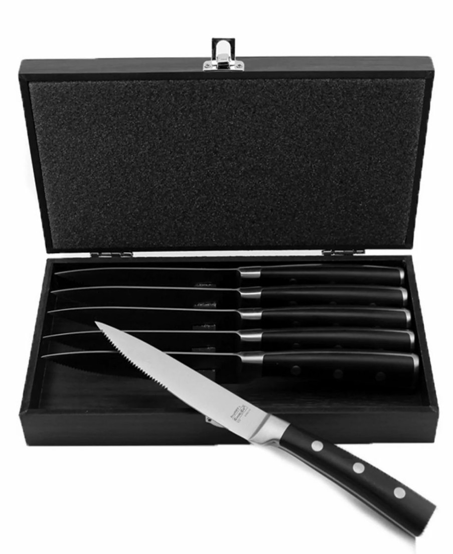 Kitchen * | Berghoff Classico 6 Piece Steak Set With Wooden Case Black