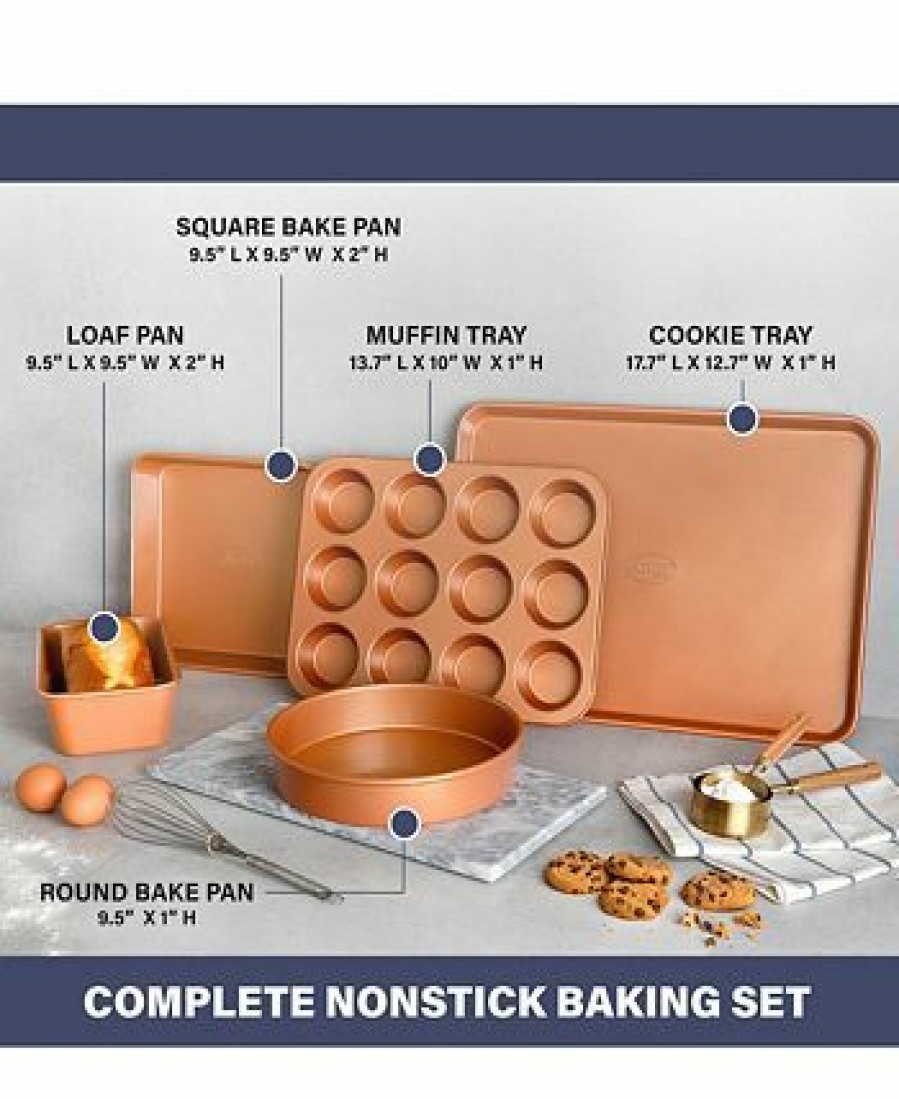 Kitchen * | Gotham Steel Nonstick 5 Piece Bakeware Set Copper