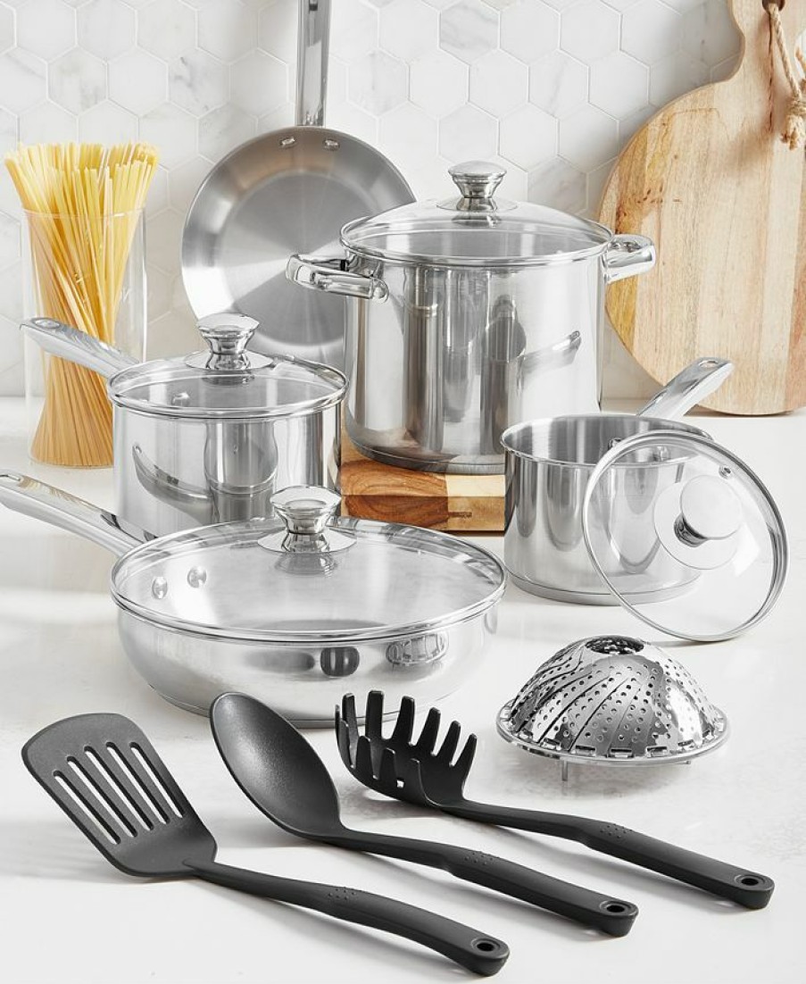 Kitchen * | Tools Of The Trade Stainless Steel 13-Pc. Cookware Set Nylon Utensils