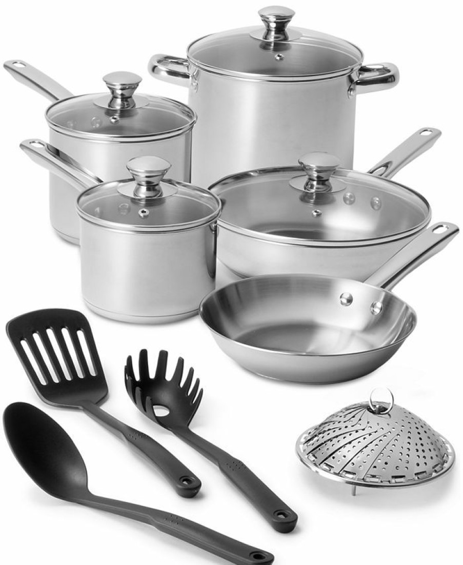 Kitchen * | Tools Of The Trade Stainless Steel 13-Pc. Cookware Set Nylon Utensils