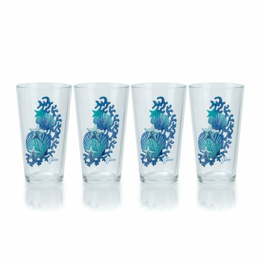 Glassware & Tabletop * | Fiesta 16Oz Cooler Glassware (Set Of 4) | Coastal Shells