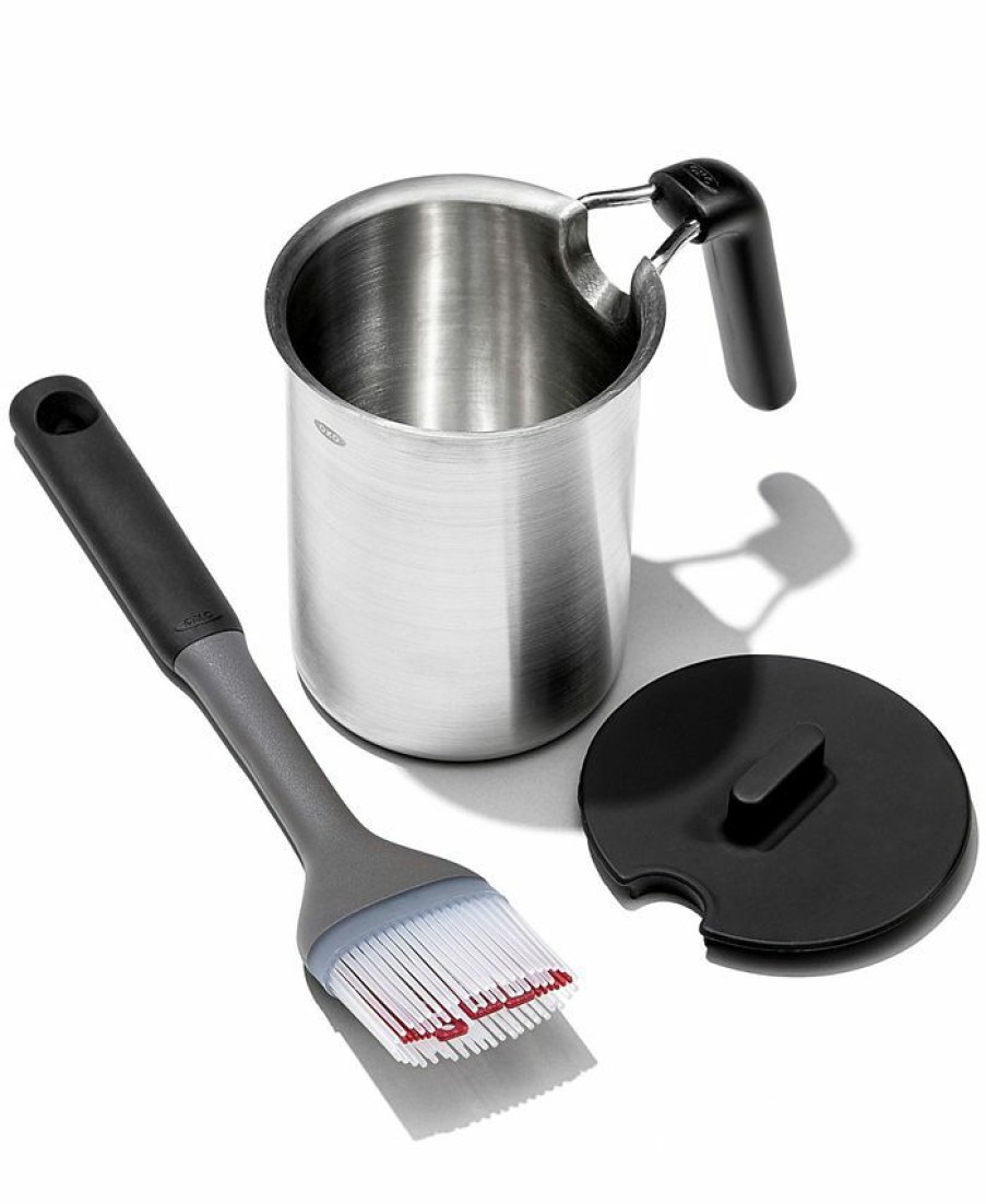 Kitchen * | Oxo Grilling 3-Pc. Basting Pot & Brush Set Stainless Steel