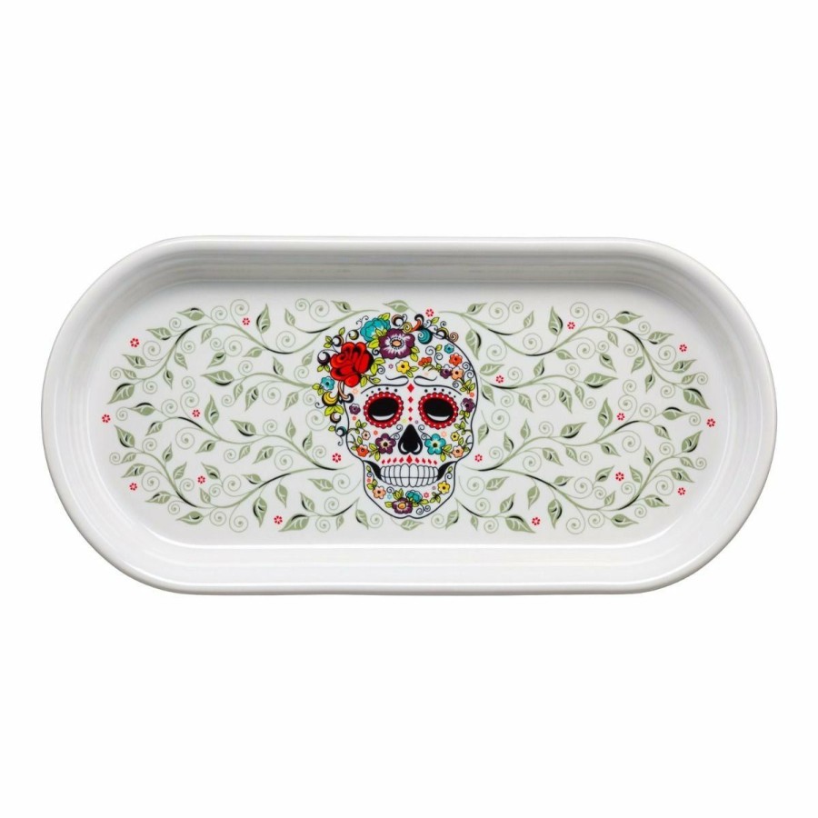 Glassware & Tabletop * | Fiesta 12 Small Bread Tray | Sugar Skull And Vine (White)