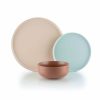 Glassware & Tabletop * | Everything Kitchens Modern Flat 12-Piece Dinnerware Set | Soft Pink, Dusty Blue, Terracotta