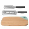 Kitchen * | Berghoff Leo Collection 3 Piece Knife And Cutting Board Set, Grey And Green Multi