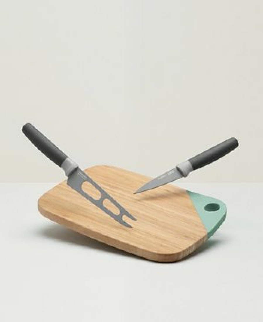 Kitchen * | Berghoff Leo Collection 3 Piece Knife And Cutting Board Set, Grey And Green Multi