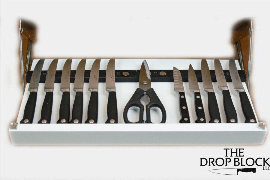 Knives * | Drop Block Under Cabinet Knife Storage Rack Small, White