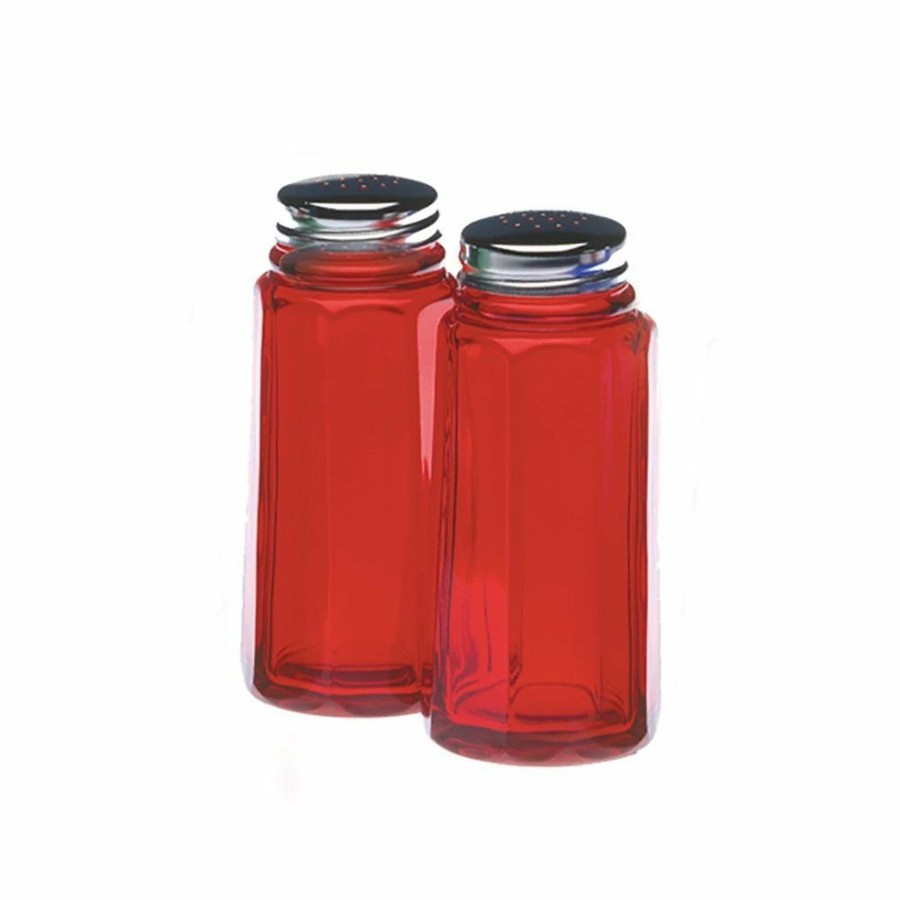 Glassware & Tabletop * | Mosser Glass Panel Salt And Pepper Shakers | Red