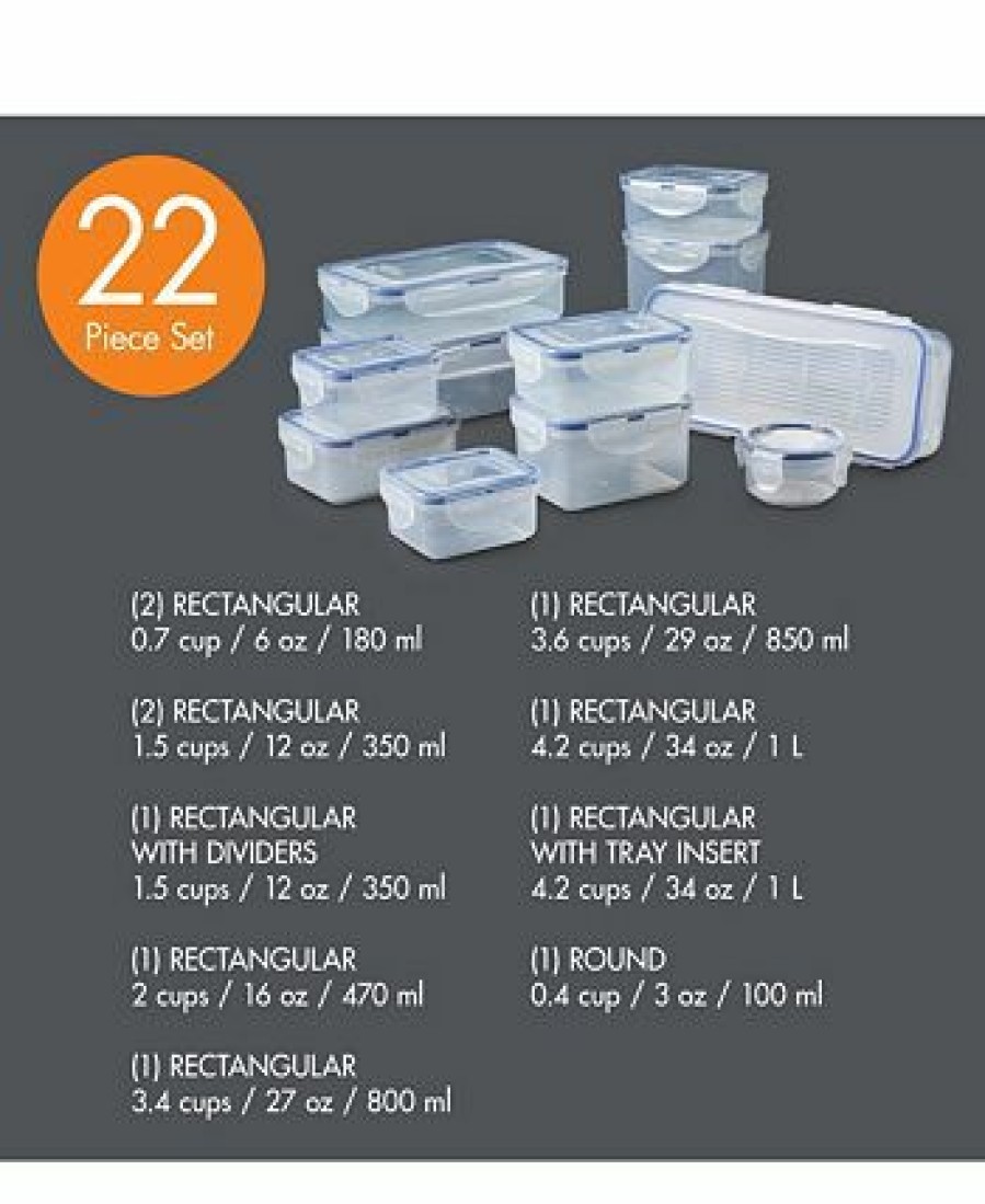 Kitchen * | Lock N Lock Easy Essentials 22-Pc. Food Storage Container Set Clear