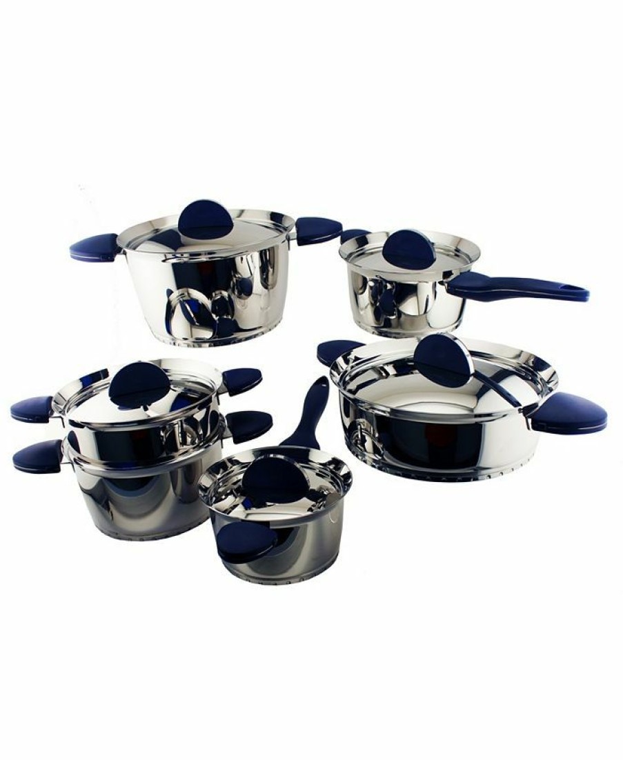 Kitchen * | Berghoff Stacca Stainless Steel 11 Piece Cookware Set Blue