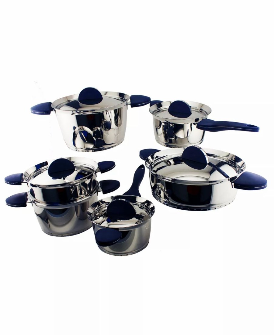 Kitchen * | Berghoff Stacca Stainless Steel 11 Piece Cookware Set Blue