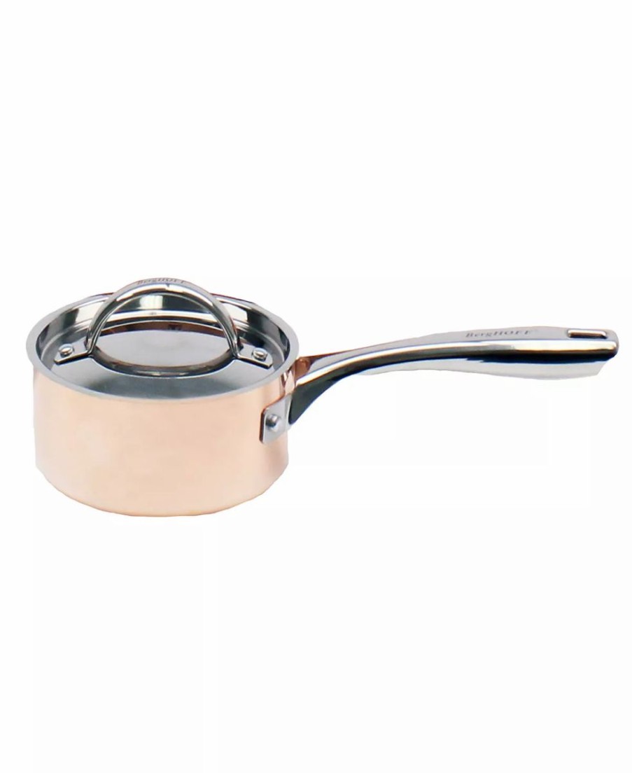 Kitchen * | Berghoff Tri-Ply 5.5 Covered Saucepan, Non-Hammered Copper