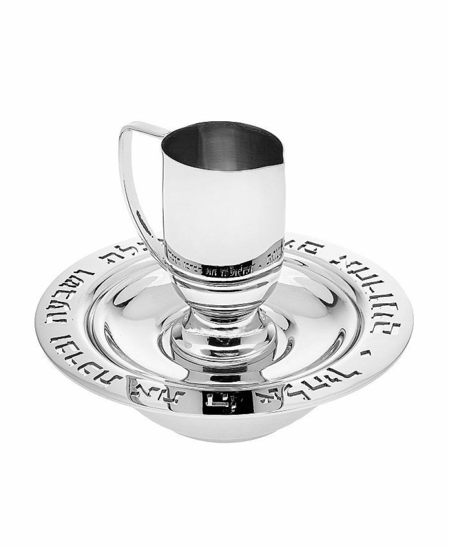 Misc_Gifts * | Godinger Wash Cup On Round Tainless Tray Silver