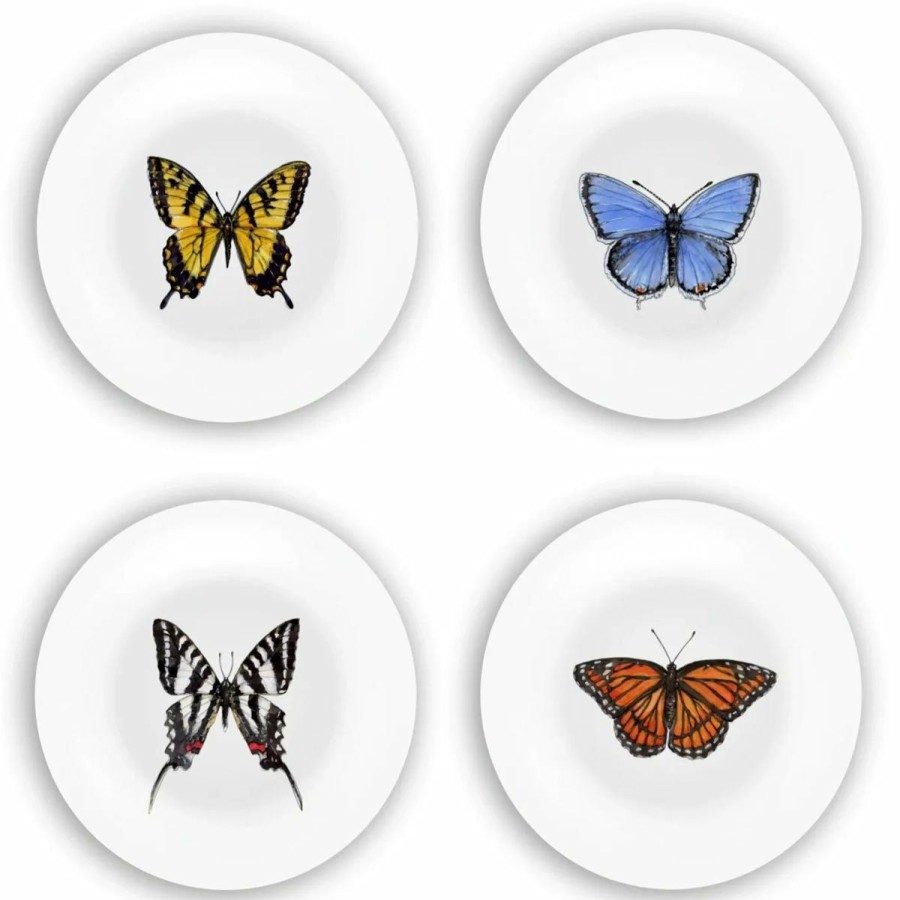 Glassware & Tabletop * | Bamboo Table 4-Piece Plate Gift Set | Butterflies