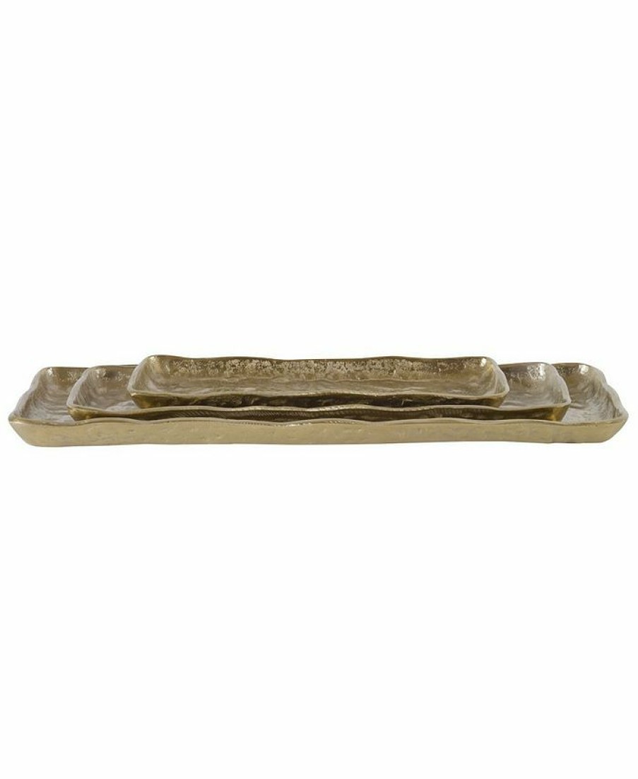 Misc_Gifts * | Uttermost Artisan Antique-Like Trays, Set Of 3 Gold-Tone