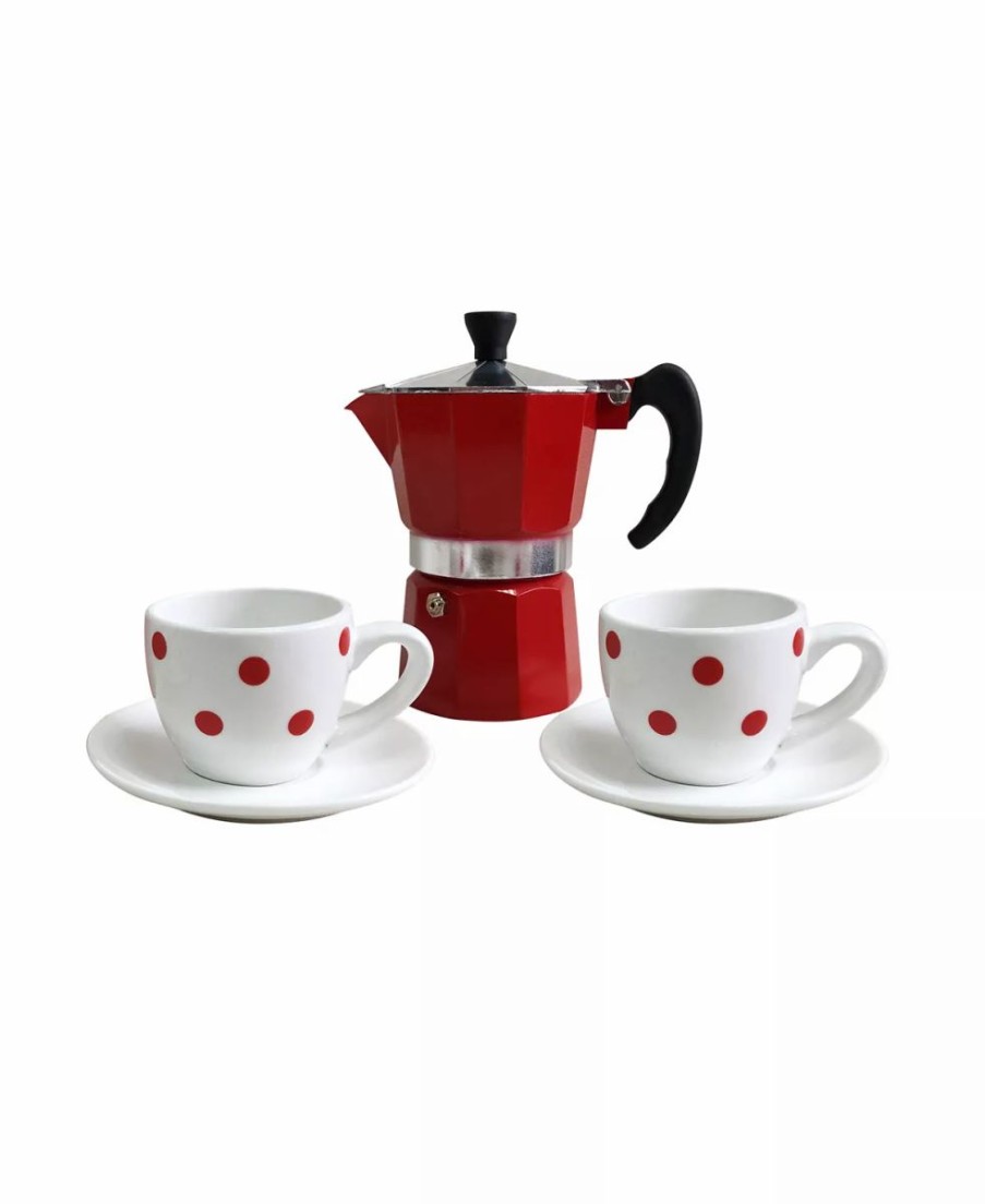 Kitchen * | Cook Prep Eat Aluminum Espresso Maker Set, 5 Piece Red