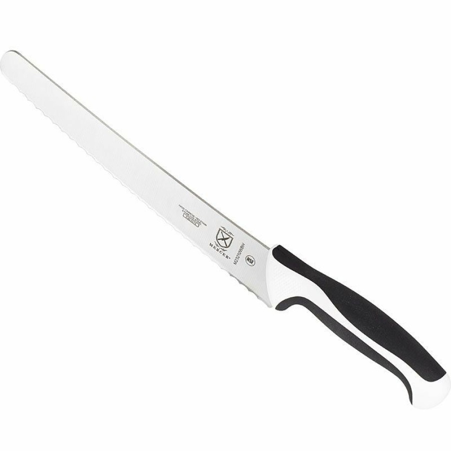 Knives * | Mercer Cutlery Millennia 10 Wide Bread Knife | White Handle