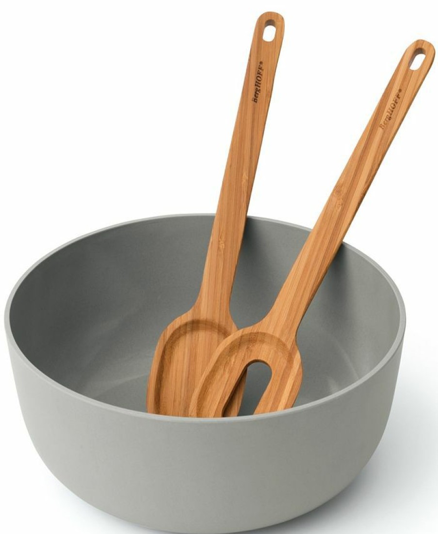 Kitchen * | Berghoff Leo Collection 3-Pc. Salad Bowl Set With Bamboo Servers Gray