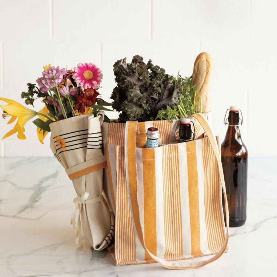 Glassware & Tabletop * | Danica Brands Now Designs By Danica Shopping Tote | Ochre Stripe