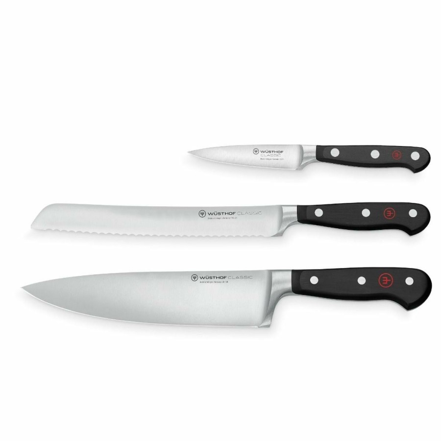 Knives * | Wusthof Cutlery Wusthof Classic 3-Piece Starter Knife Set | Cook'S, Bread & Paring