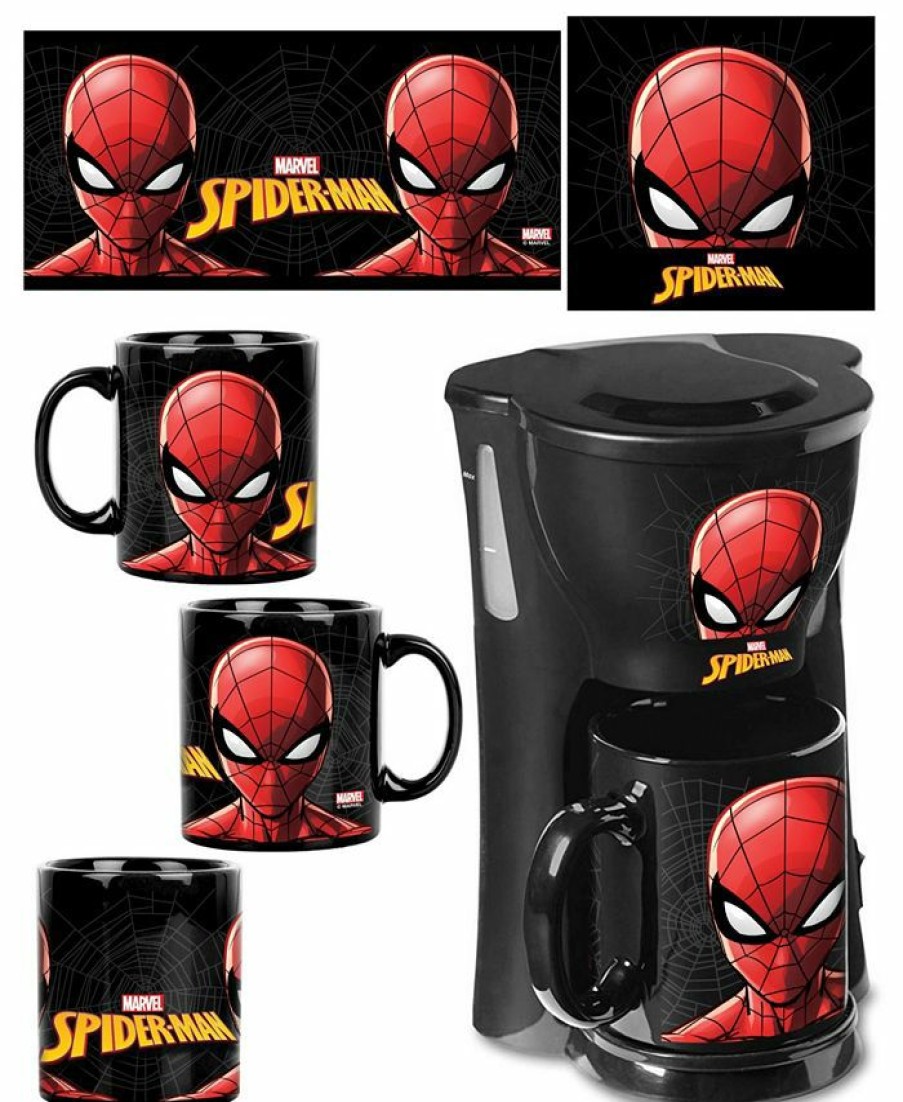 Kitchen * | Uncanny Brands Spider-Man Single Cup Coffee Maker With Mug Black