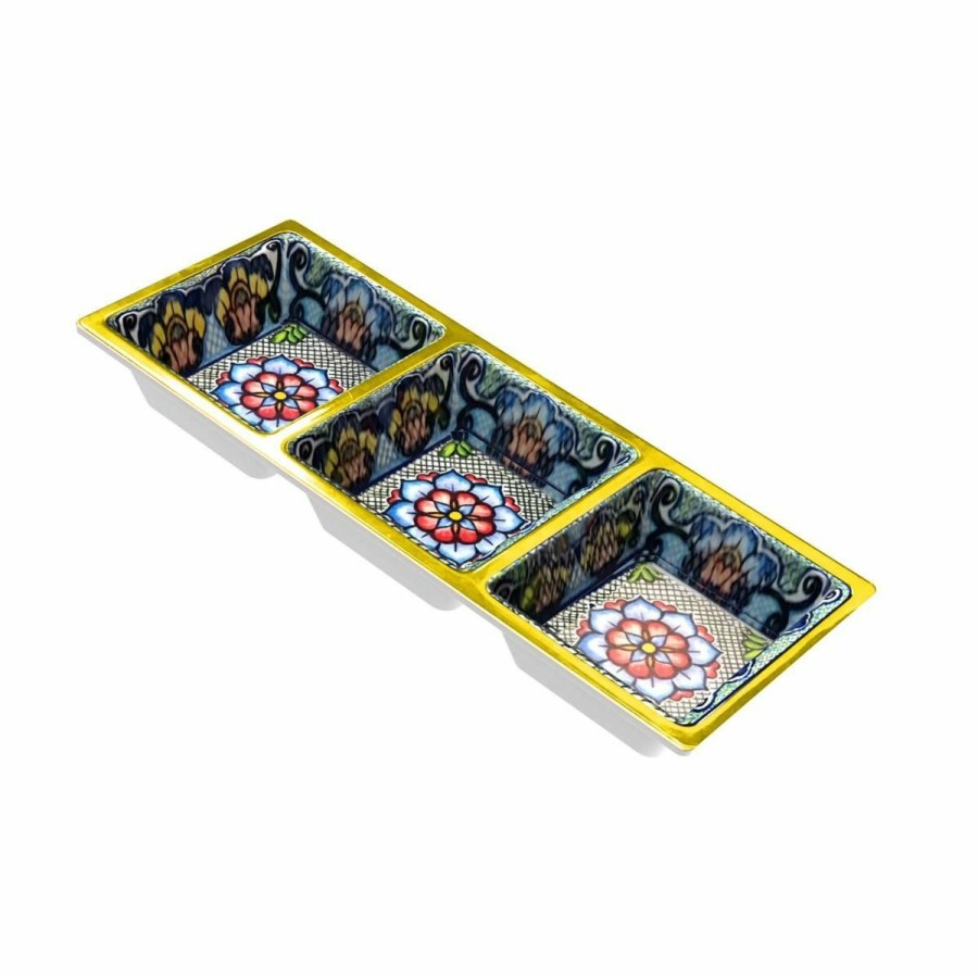 Glassware & Tabletop * | Prepara 3-Section Taco Tray | Yellow