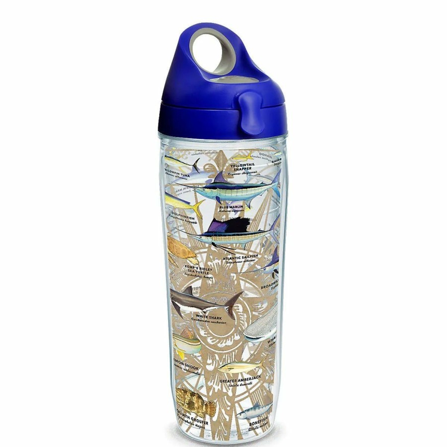 Glassware & Tabletop * | Tervis 24Oz Double-Walled Insulated Tumbler With Water Bottle Lid | Guy Harvey Charts