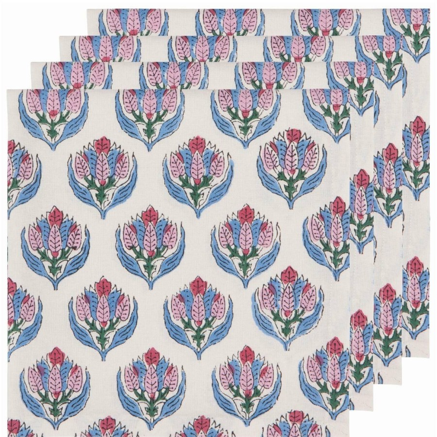 Glassware & Tabletop * | Danica Brands Danica Heirloom 18 Block Print Napkins (Set Of 4) | Bouquet