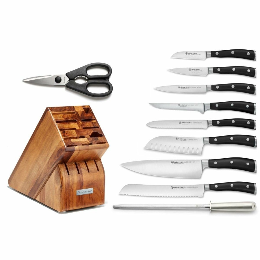 Knives * | Wusthof Cutlery Wusthof Classic Ikon 11-Piece Knife Block Set | Acacia